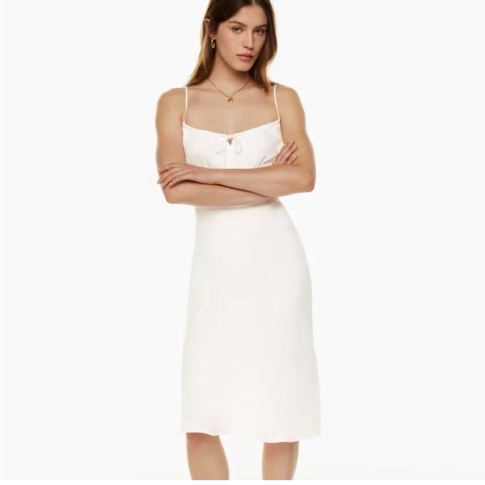 Aritzia Wilfred Cream Smocked White Bellow Midi Dress 4